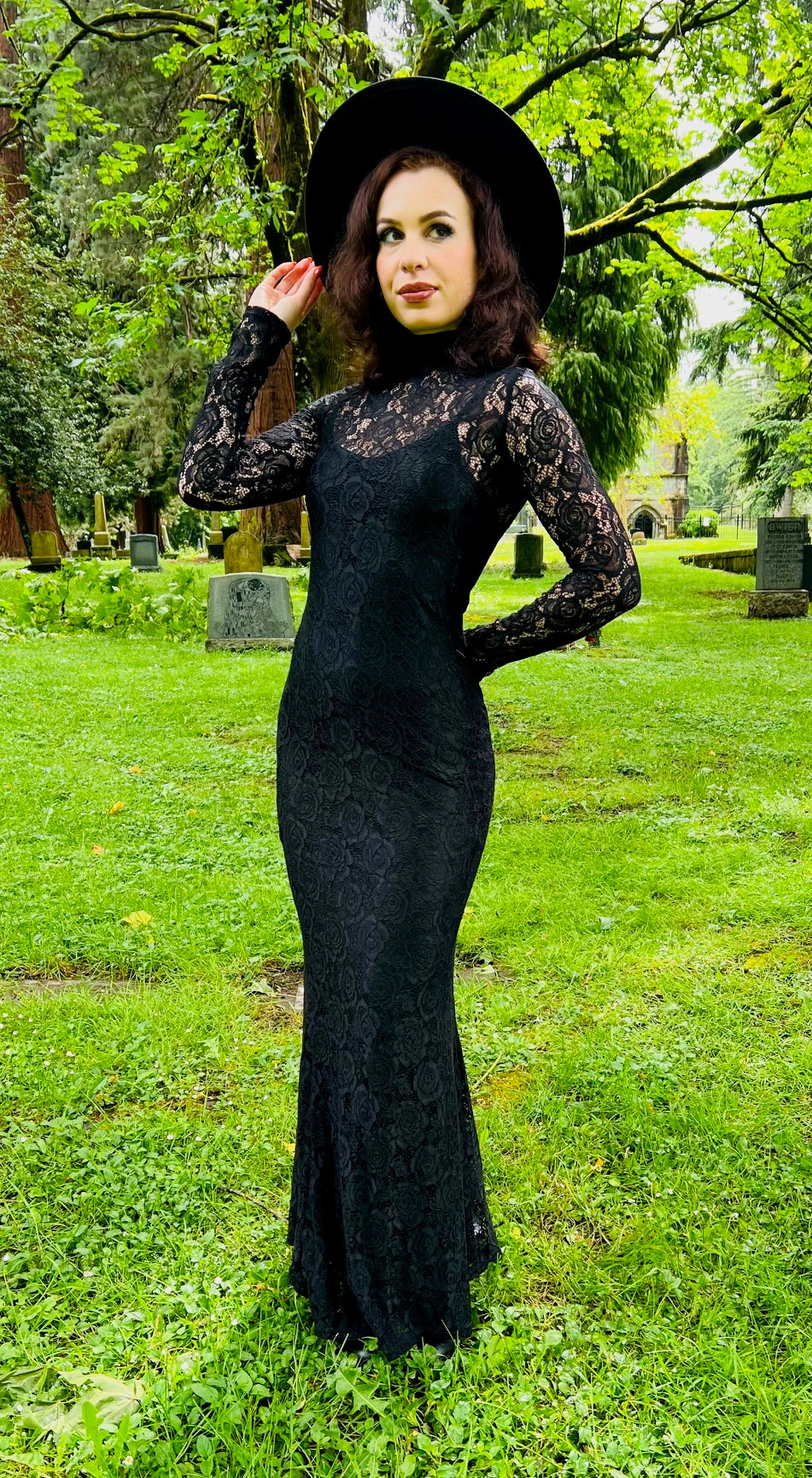Persephone - Deadly Sheer Floral Lace Maxi dress - READY TO SHIP