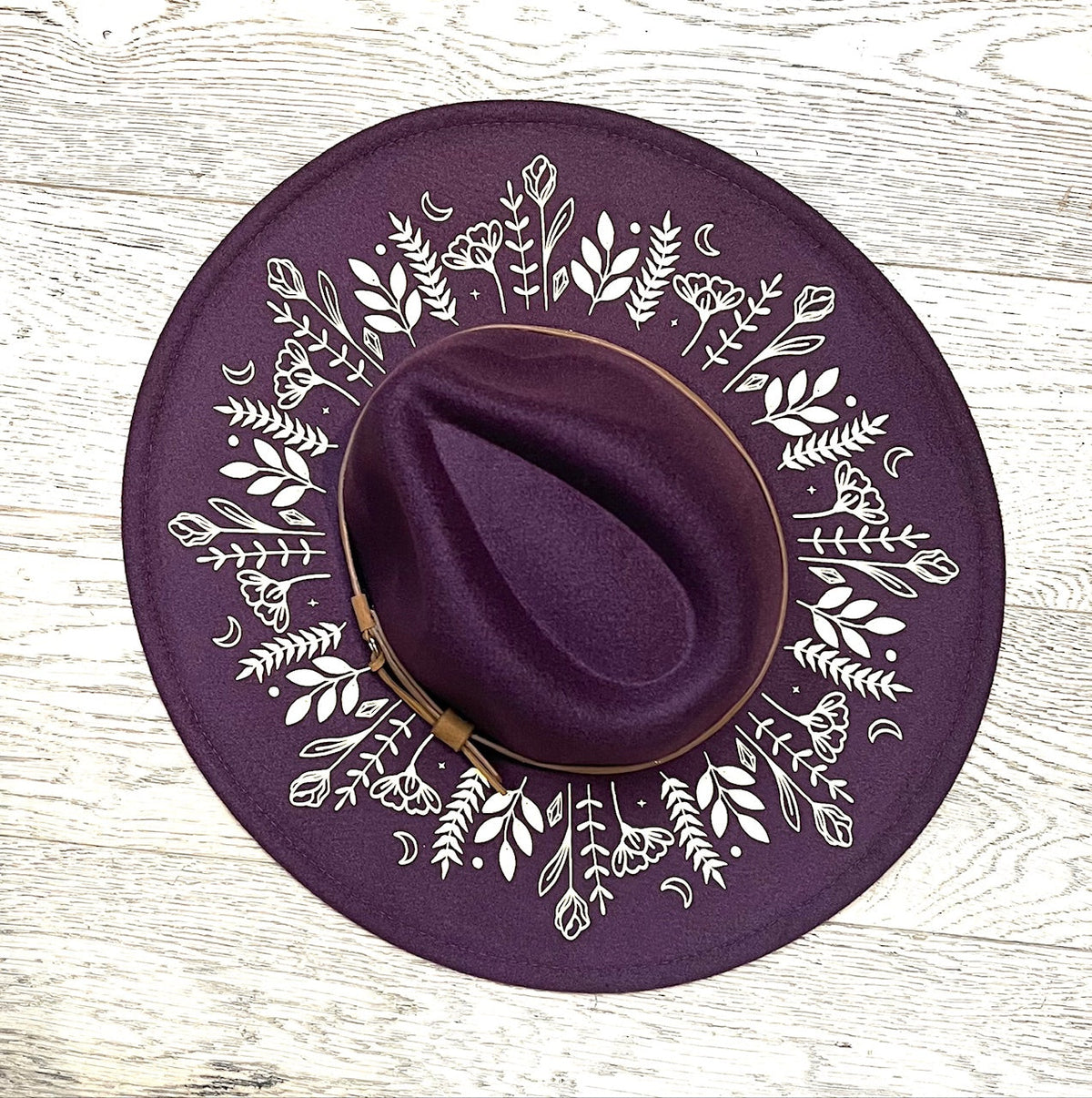 Vegan Felt Wide Brim Hat - XL Brim - PLUM - Botanicals