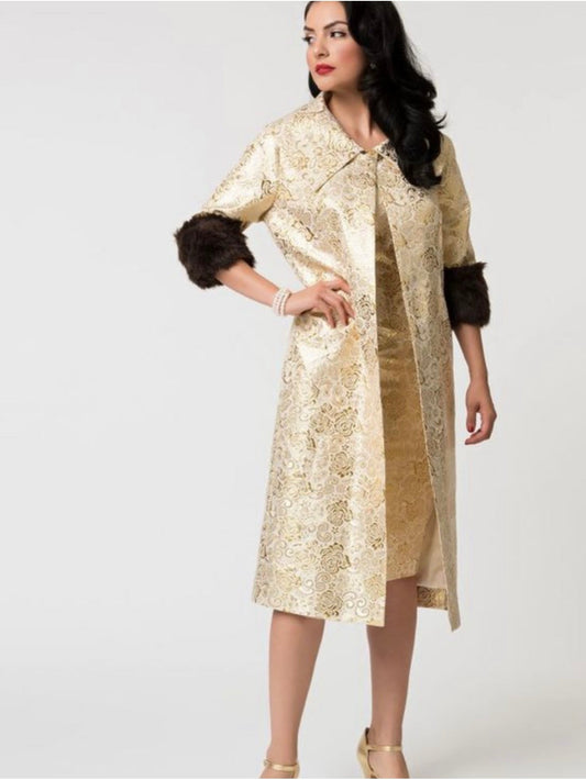 Barbie™ x Unique Vintage Evening Splendour Brocade Dress & Coat Size Large