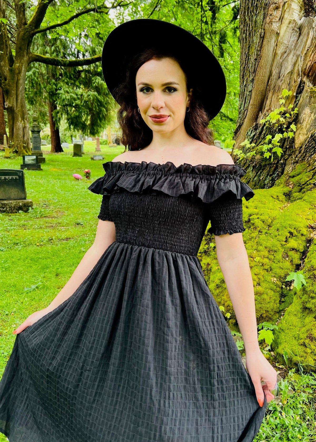 Hilda - Dark Plaid Cottage Dress - READY TO SHIP