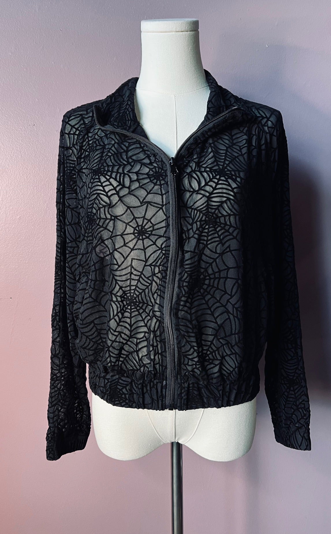 The SINFUL Track Suit Set - WEBS - Sheer Velvet Flocked Web Track Jacket & Jogger Set - READY TO SHIP