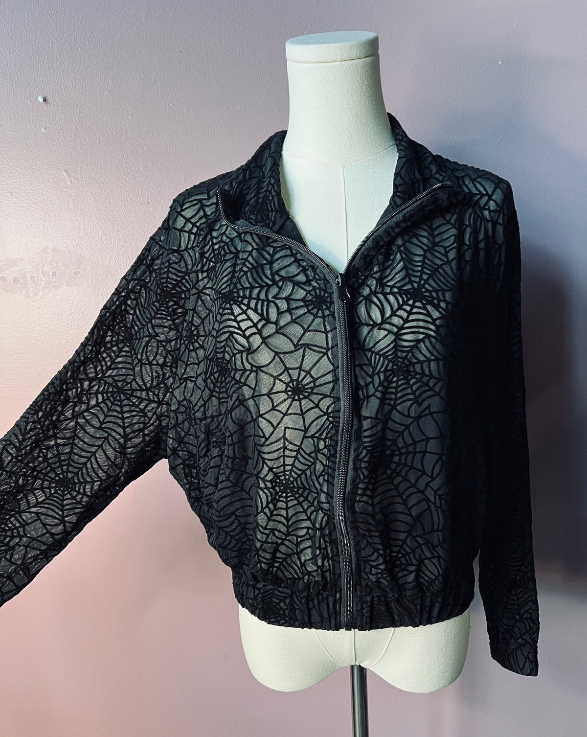 The SINFUL Track Suit Set - WEBS - Sheer Velvet Flocked Web Track Jacket & Jogger Set - READY TO SHIP