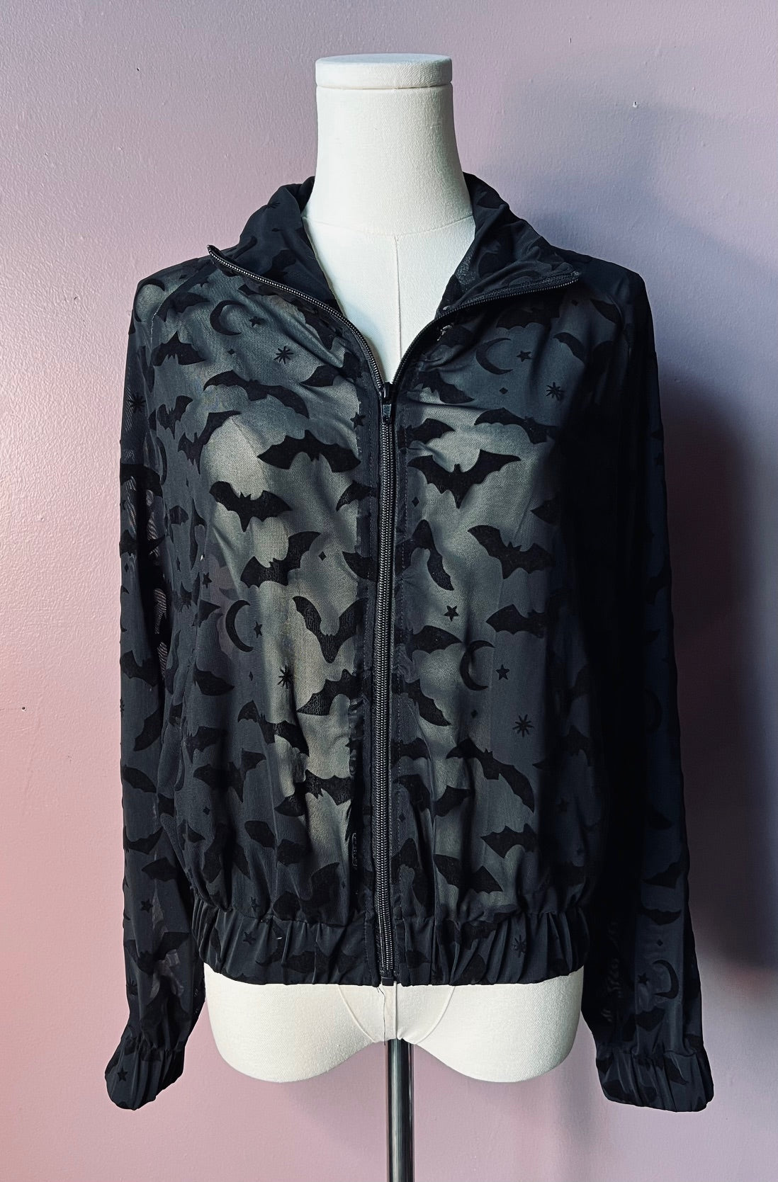 The SINFUL Track Suit Set - BATS - Sheer Velvet Flocked Bat Track Jacket & Jogger Set - READY TO SHIP