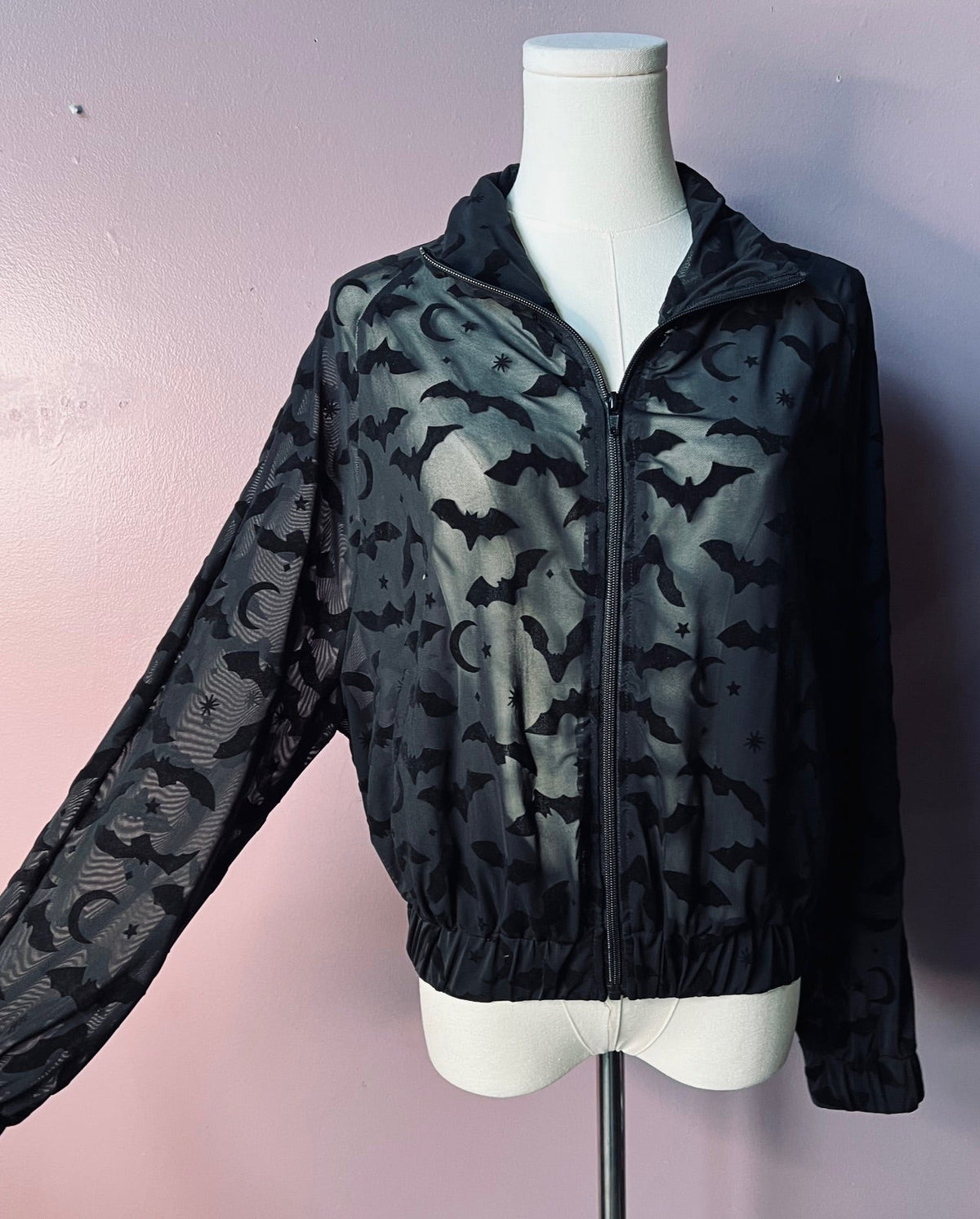 The SINFUL Track Suit Set - BATS - Sheer Velvet Flocked Bat Track Jacket & Jogger Set - READY TO SHIP