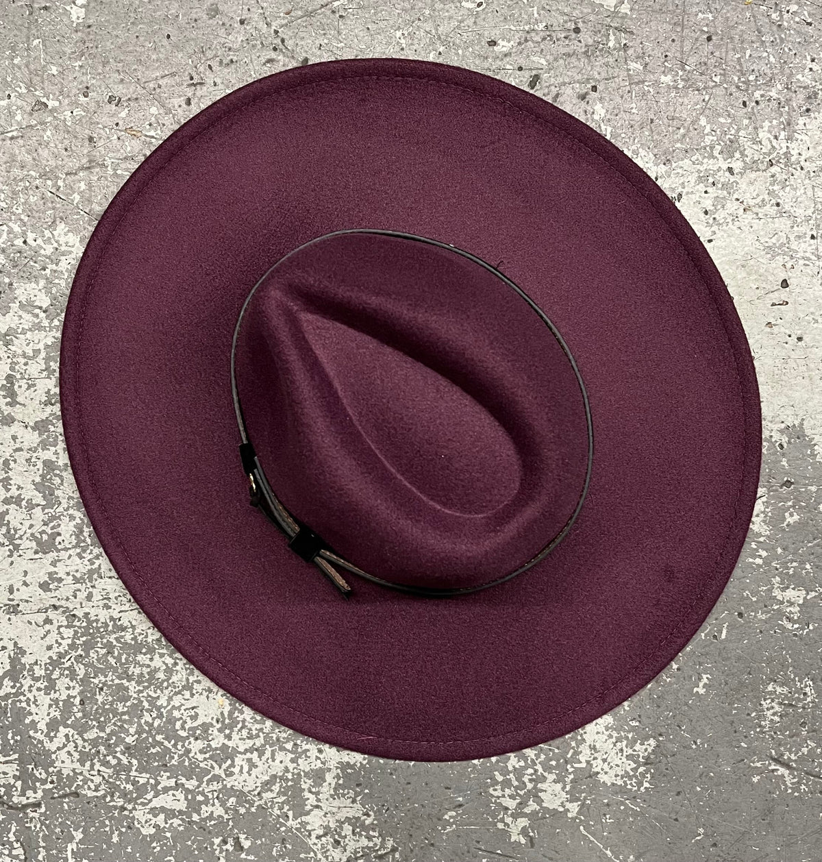 Vegan Felt Wide Brim Hat - XL Brim - PLUM - Plain