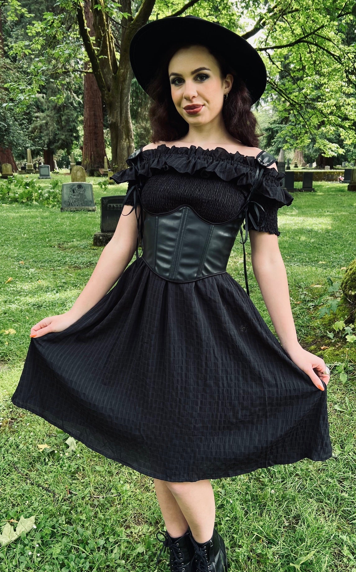 Hilda - Dark Plaid Cottage Dress - READY TO SHIP