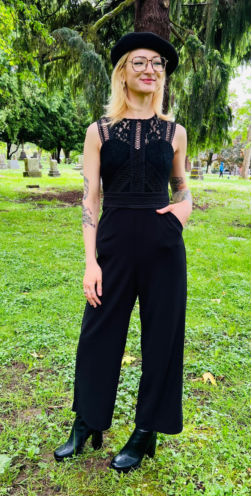 Branwen - Romantic Corporate Goth Jumpsuit - READY TO SHIP