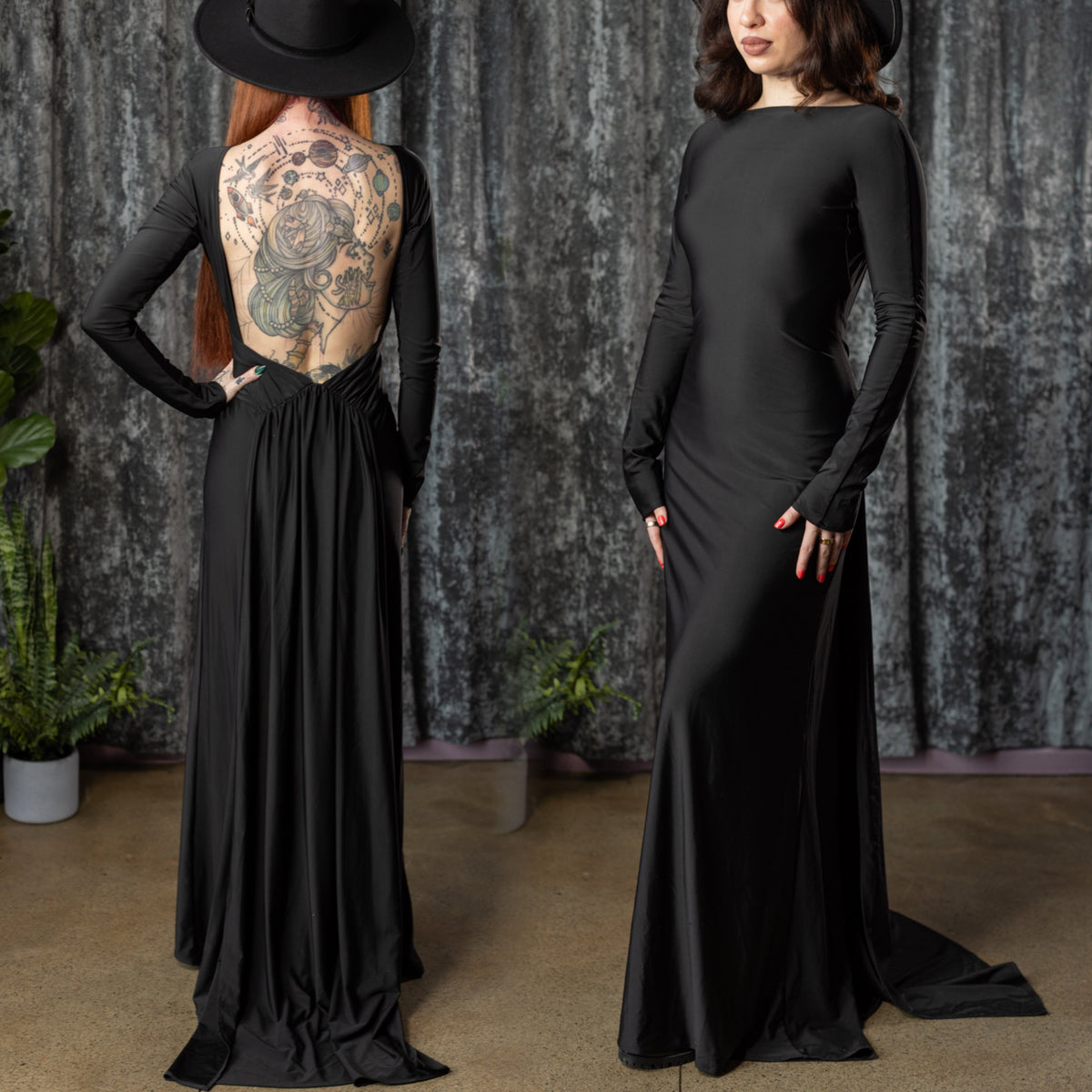 HELENA - Open back maxi dress with train - Ready to ship