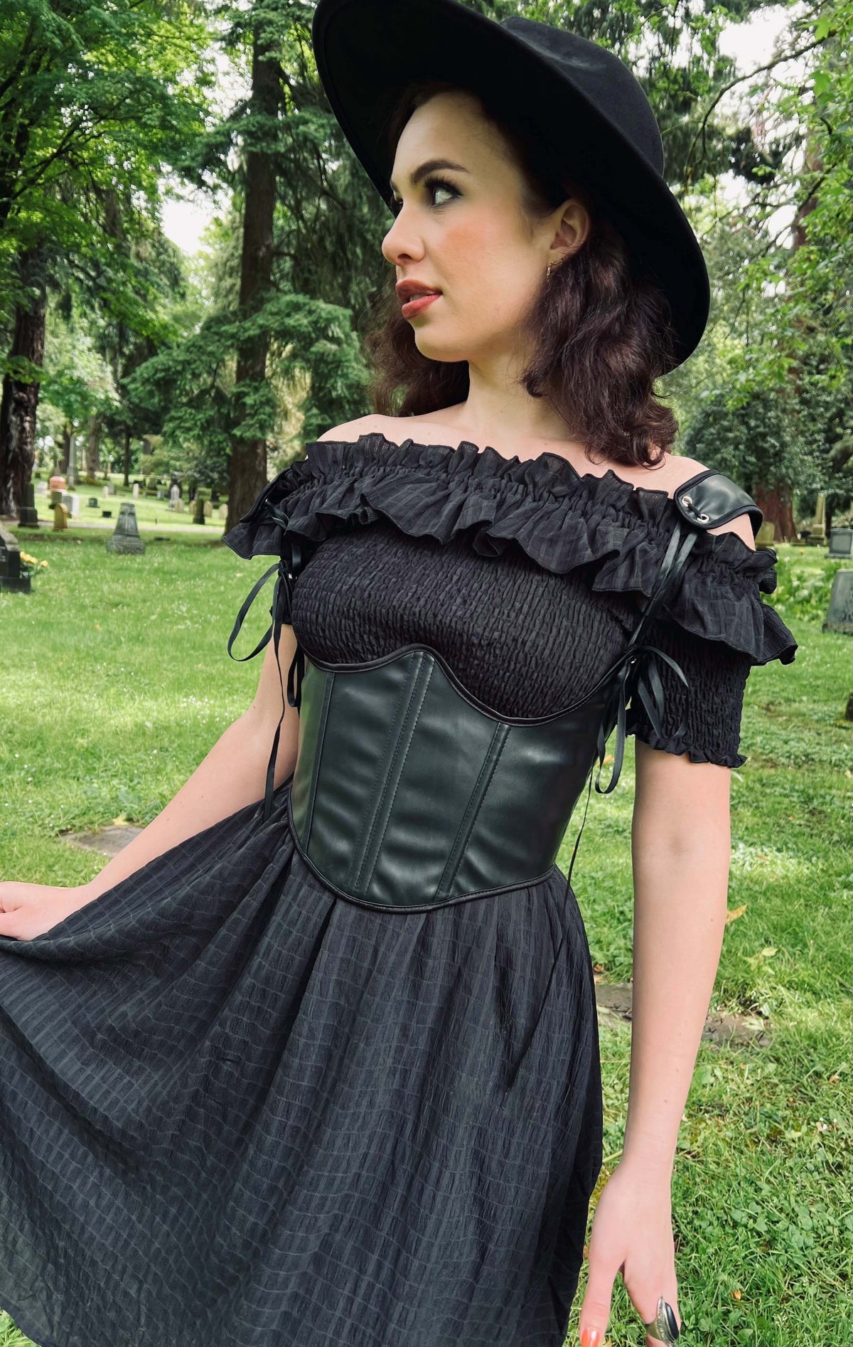 Hilda - Dark Plaid Cottage Dress - READY TO SHIP