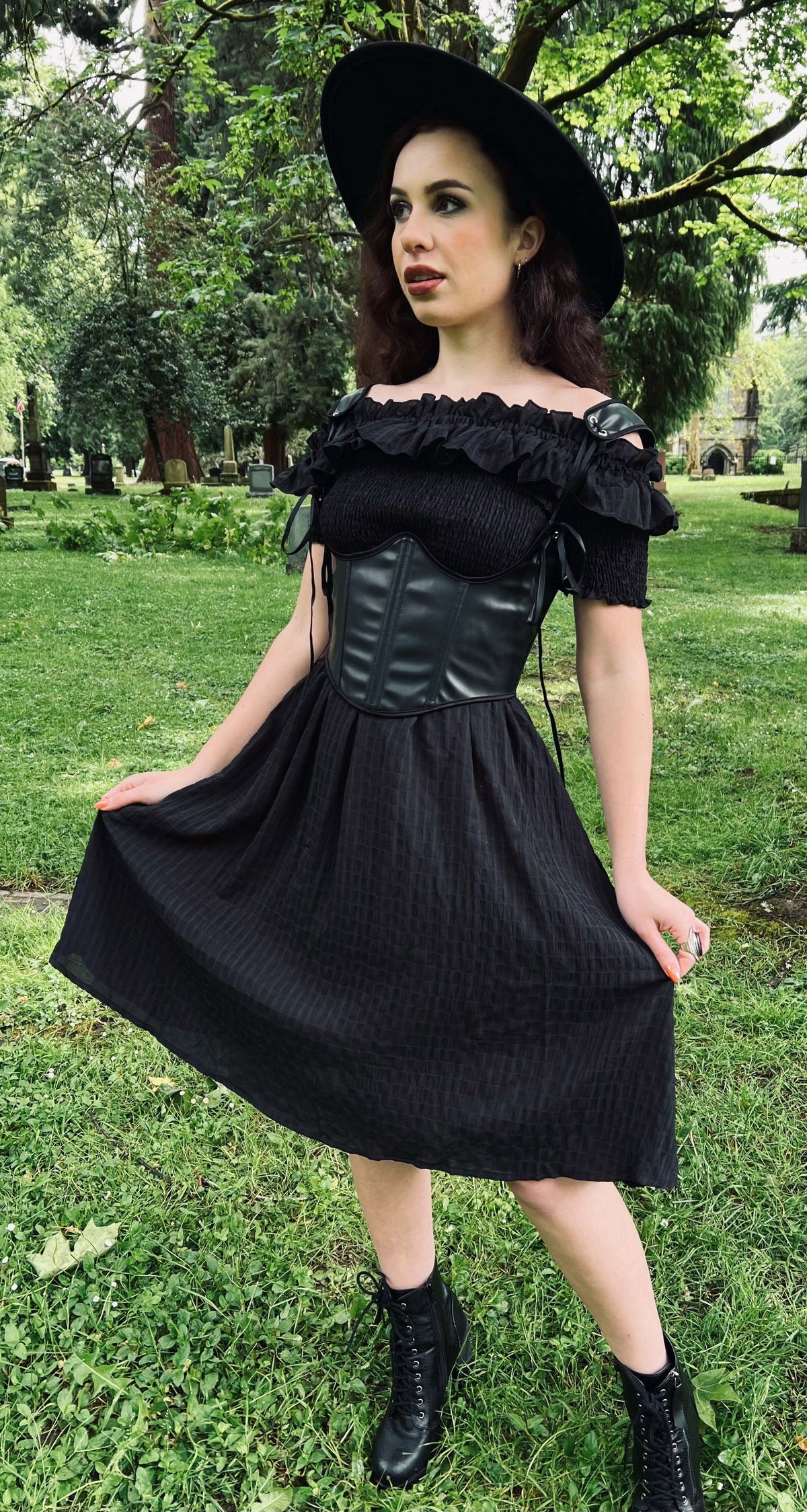 Hilda - Dark Plaid Cottage Dress - READY TO SHIP