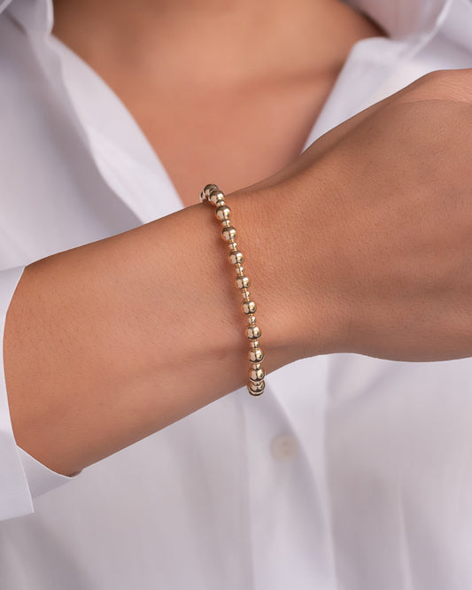 14k Gold 3mm and 5mm Bead Bracelet