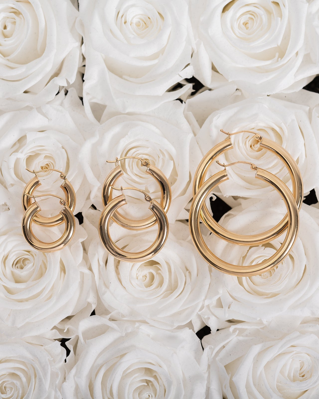 14k Gold Medium Thick Hoop Earrings