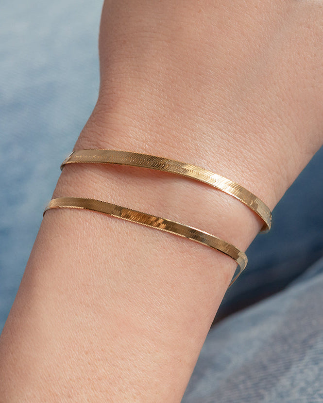14k Gold Herringbone Bracelet
