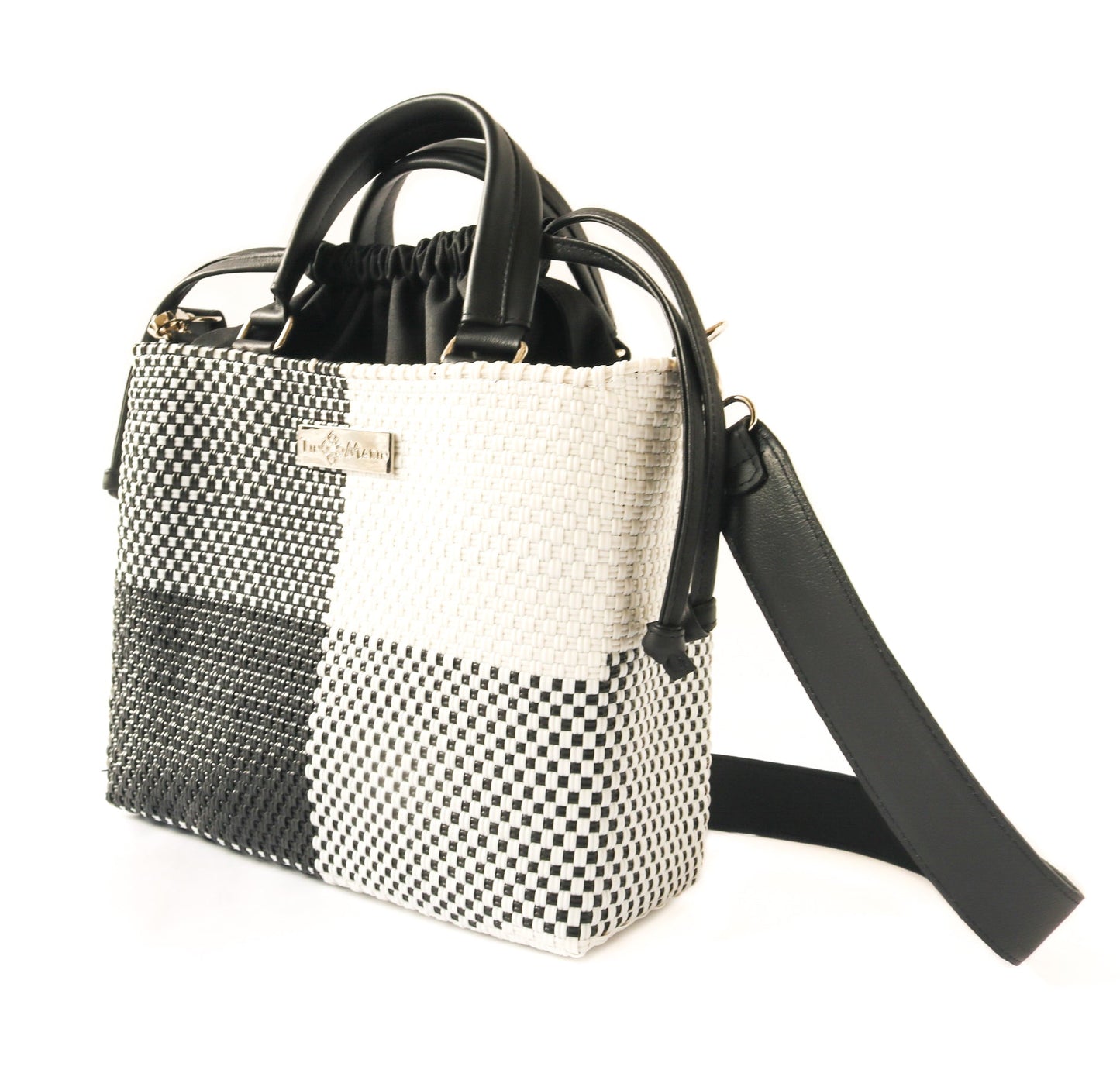 Lucy Medium Woven Crossbody Drawstring Bag
