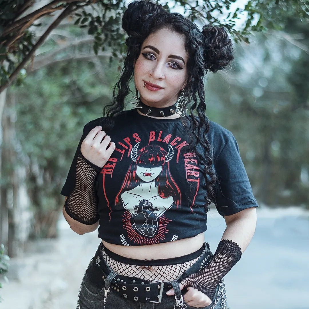 Red Lips Black Heart T-Shirt