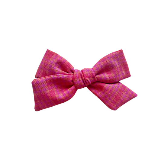 Vintage Red, Pink, & Orange Plaid Roosevelt Bow