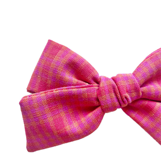 Vintage Red, Pink, & Orange Plaid Roosevelt Bow