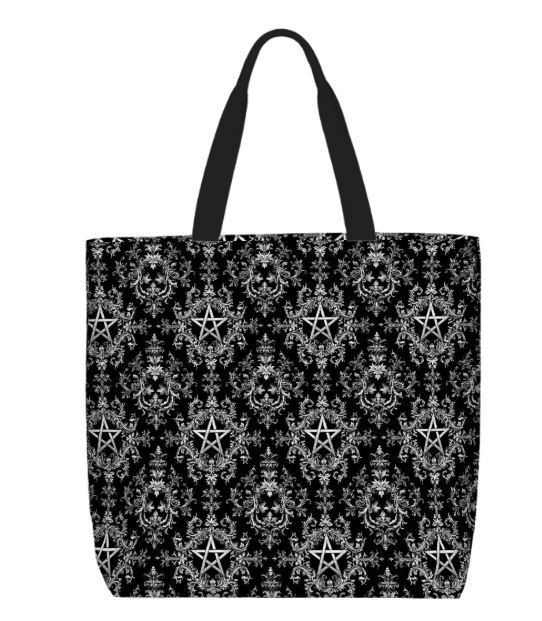 Printed Beach Bag / XL Tote Bag - Pentacles