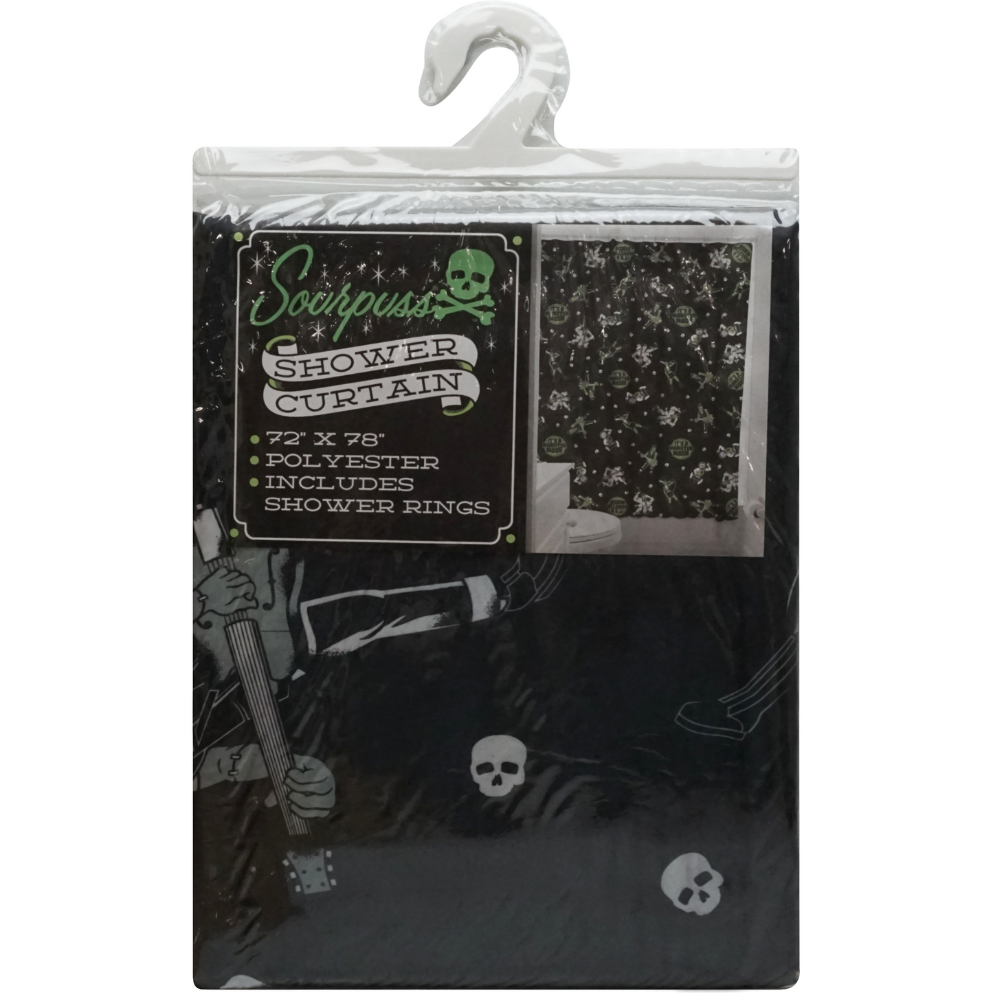 Sourpuss Monster Mosh Shower Curtain | Frankenstein Mummy Werewolf Polyester Bathroom Decor