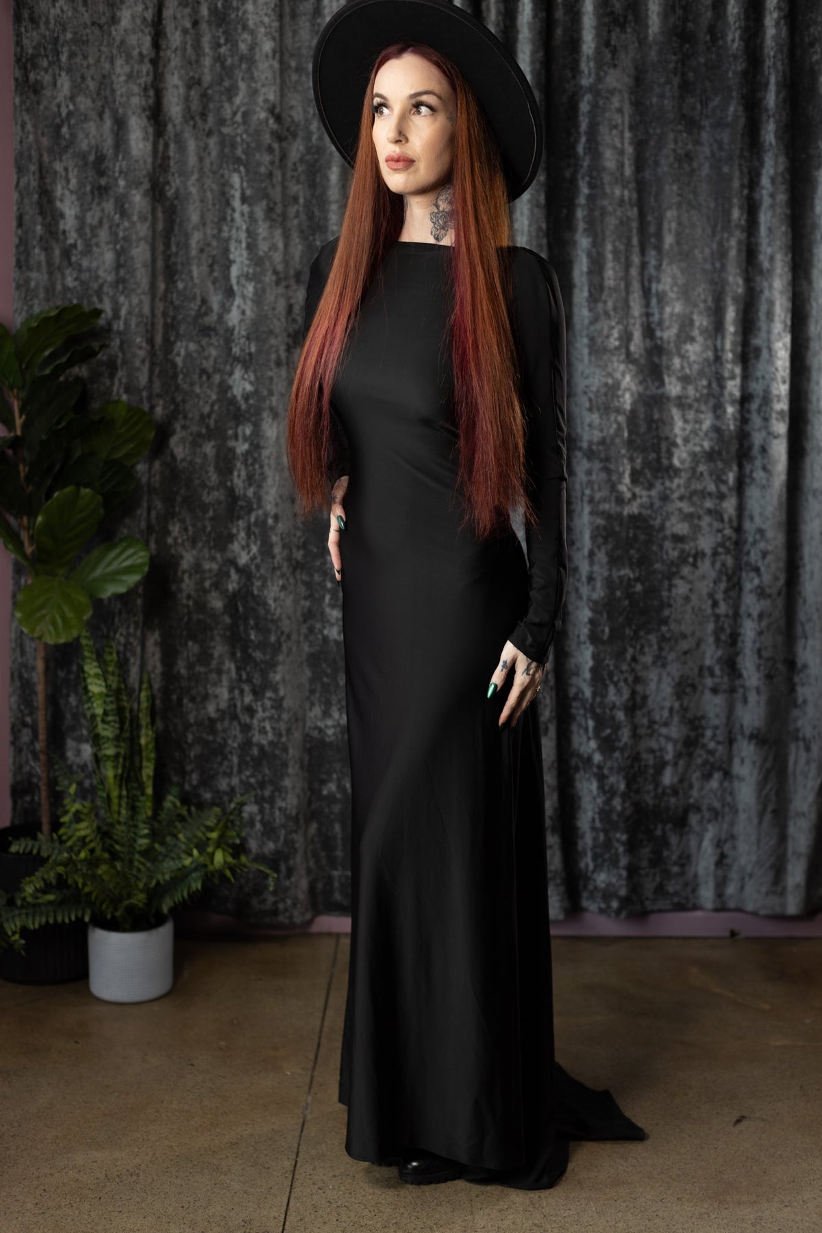 HELENA - Open back maxi dress with train - Ready to ship