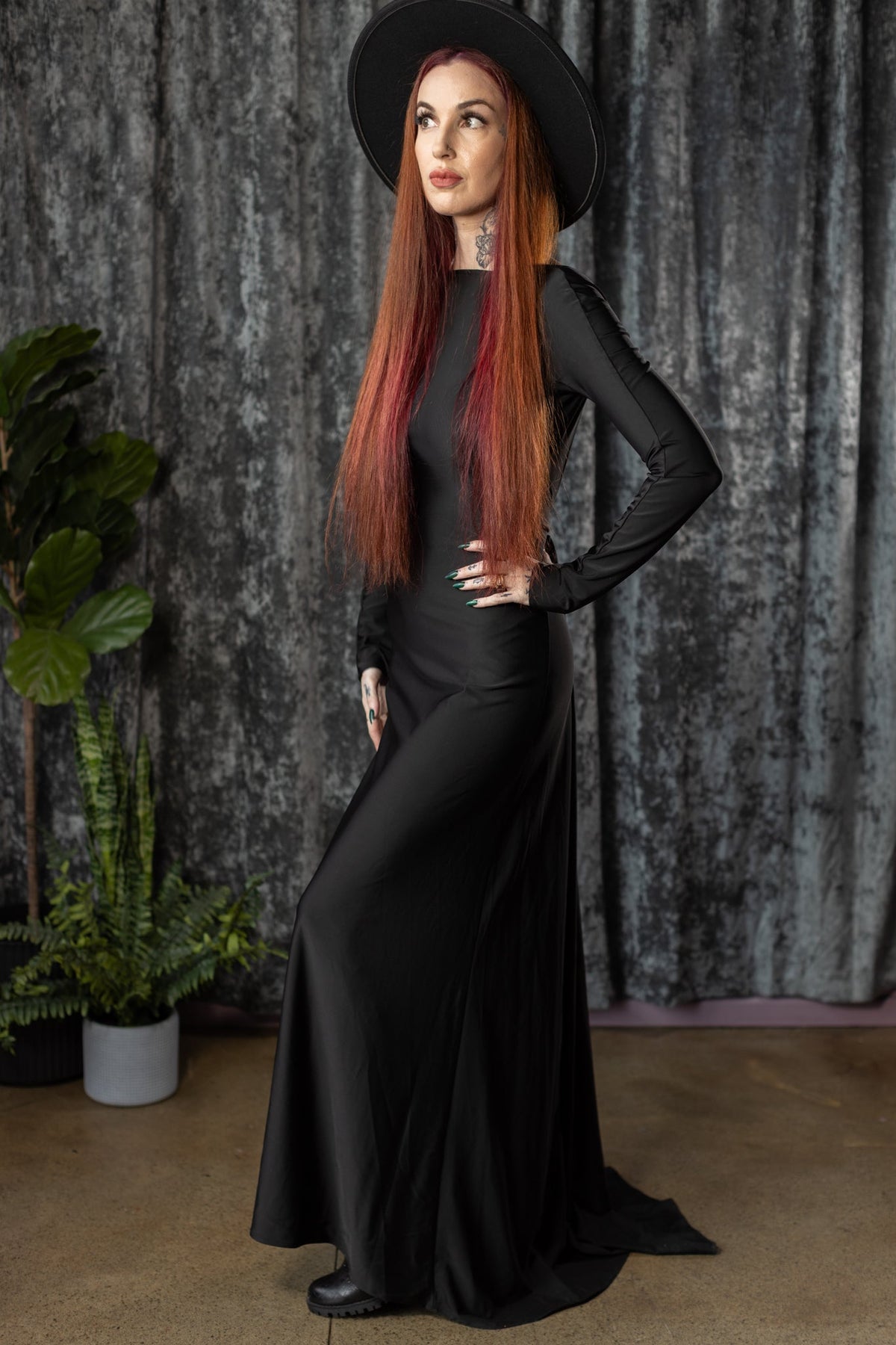 HELENA - Open back maxi dress with train - Ready to ship