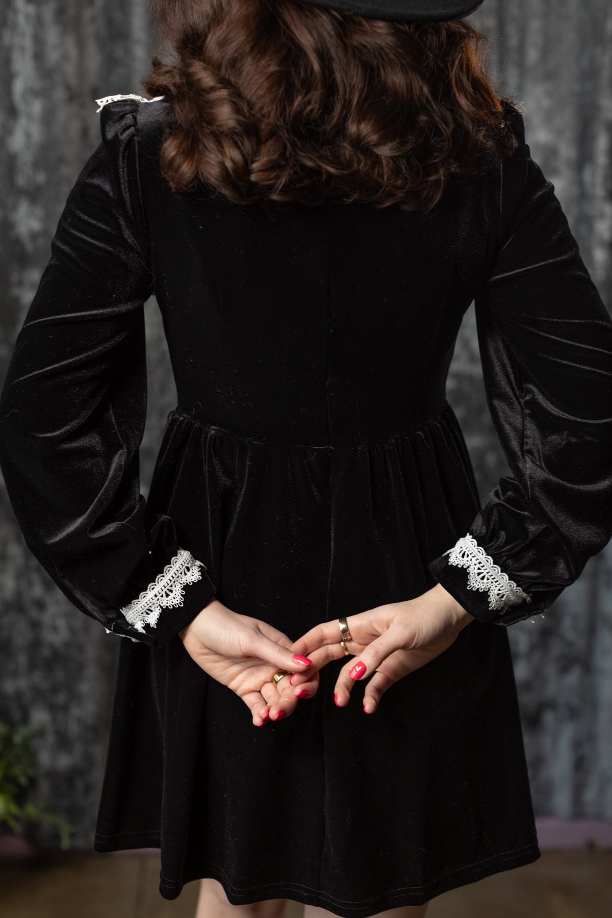 ELORA - Velvet mini dress with collar - READY TO SHIP