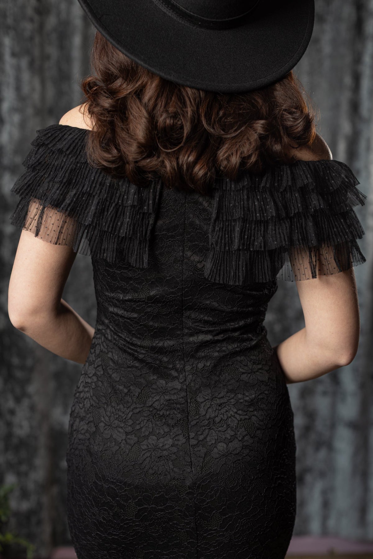 WILHELMINA - off the shoulder lace ruffle dress - Ready to Ship