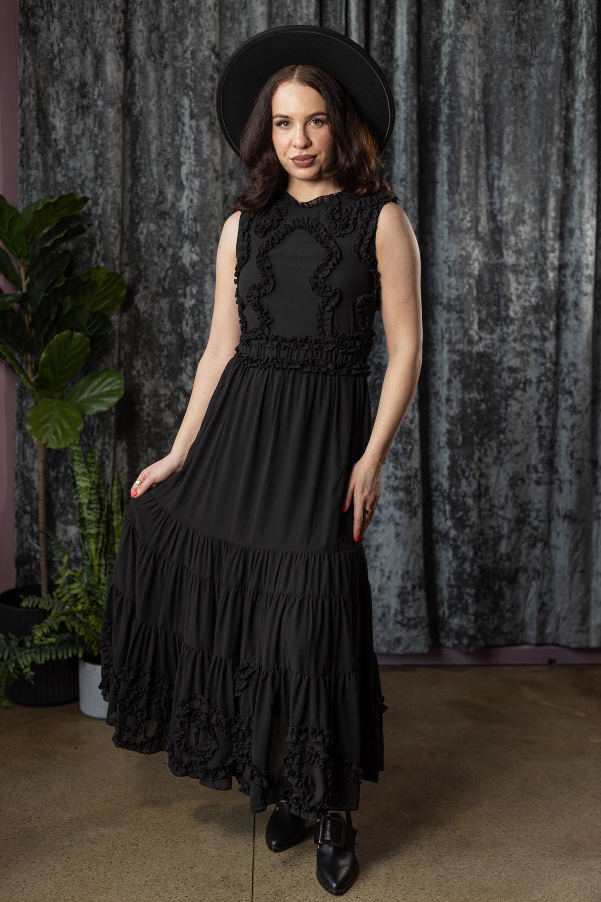 KALMA - 70s inspired dress with ruffle details - READY TO SHIP