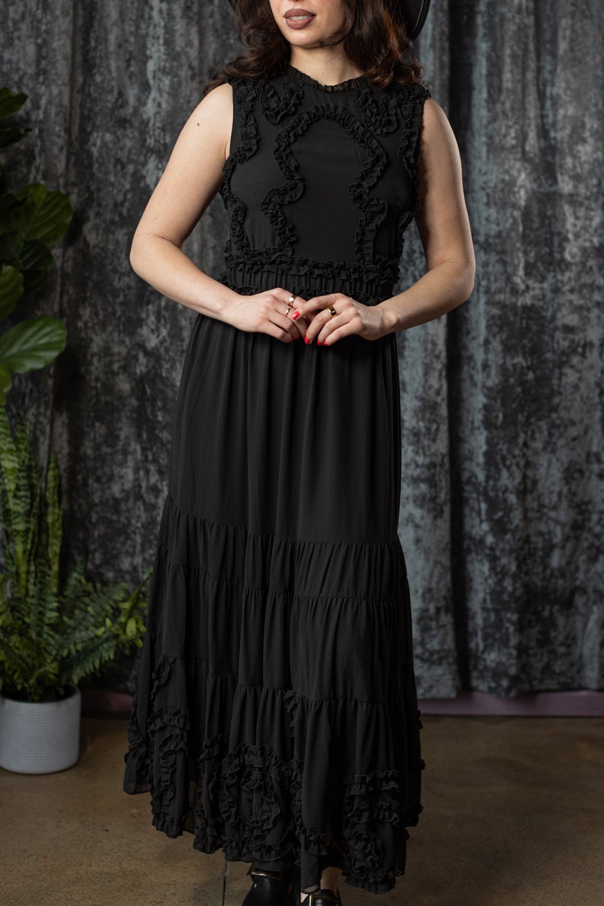 KALMA - 70s inspired dress with ruffle details - READY TO SHIP