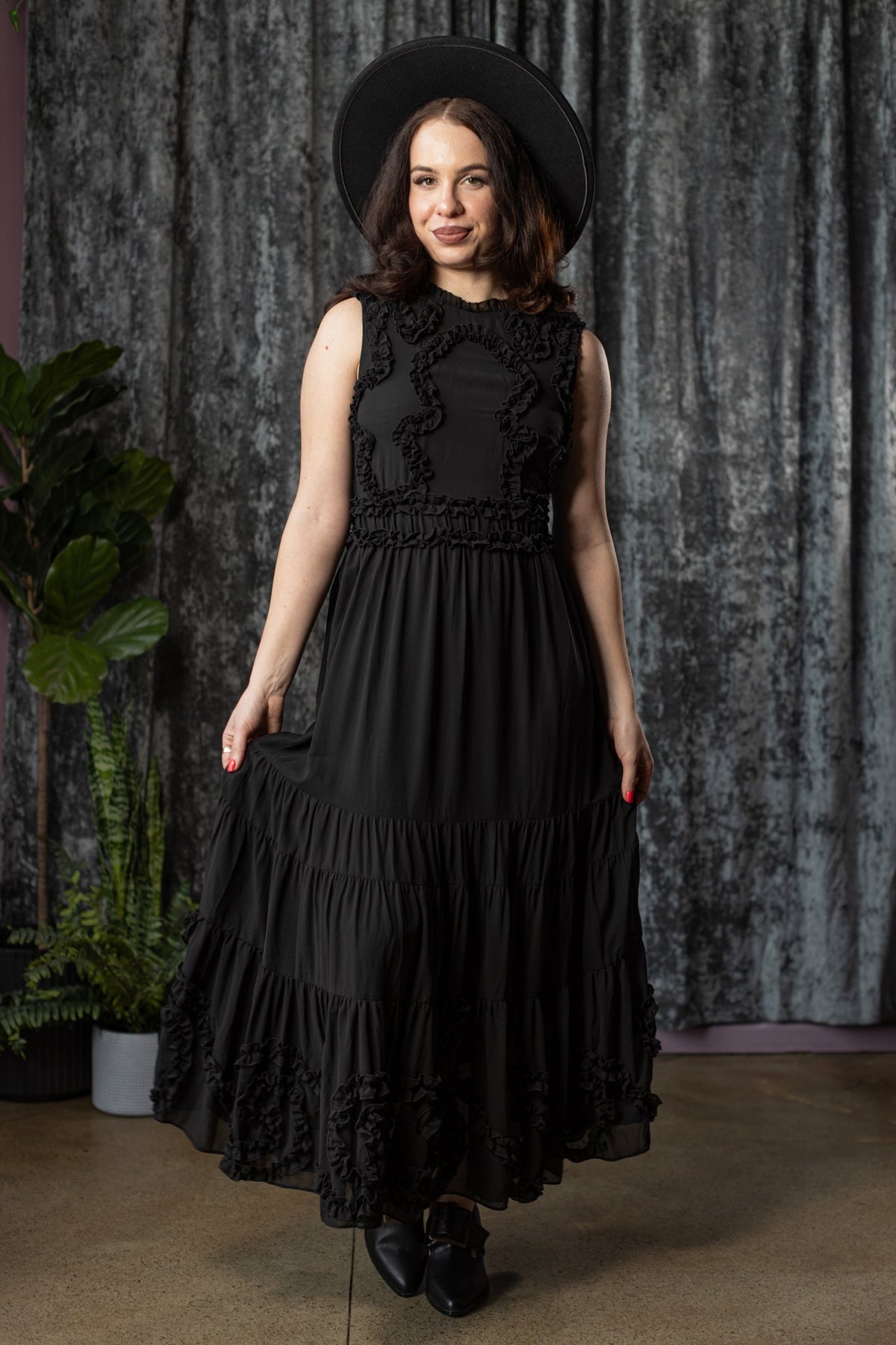 KALMA - 70s inspired dress with ruffle details - READY TO SHIP