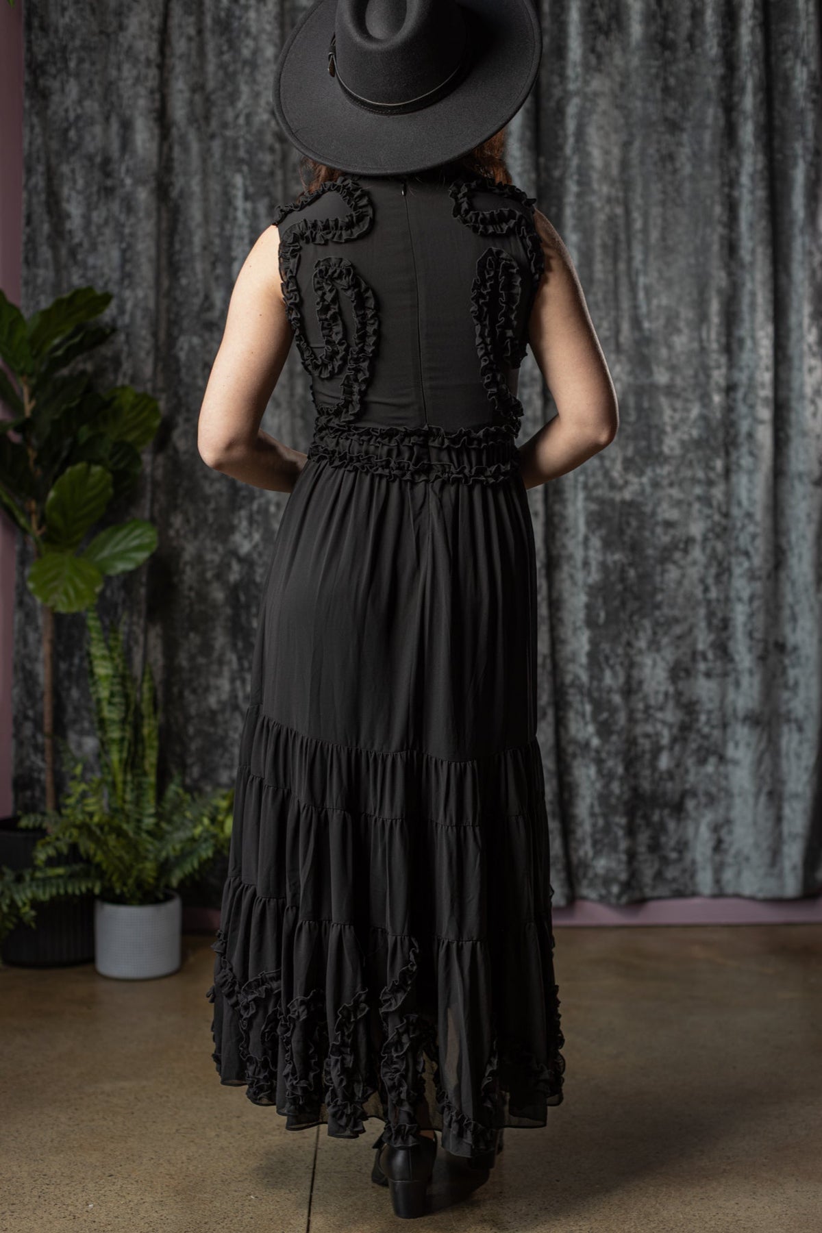 KALMA - 70s inspired dress with ruffle details - READY TO SHIP