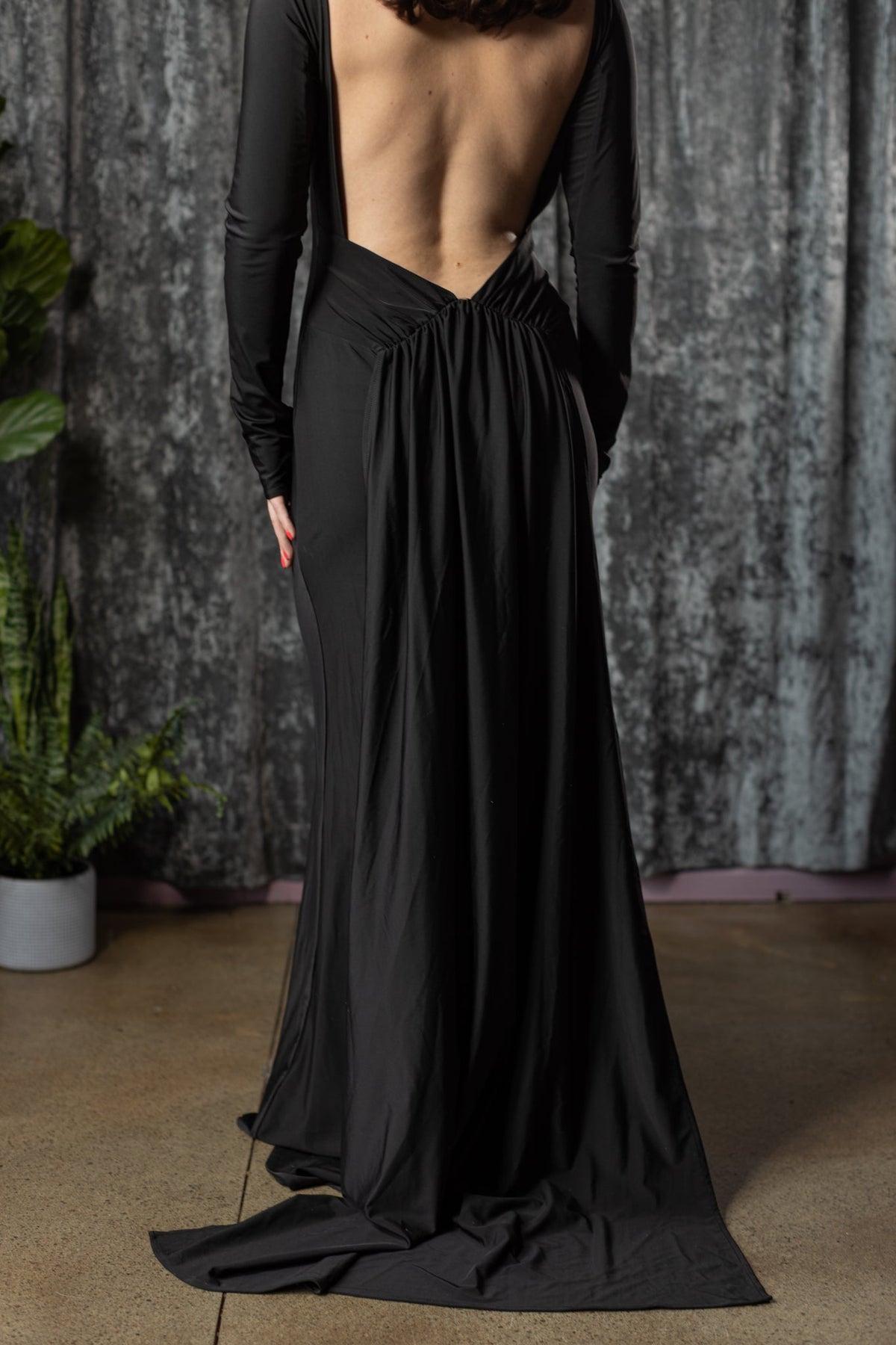 HELENA - Open back maxi dress with train - Ready to ship