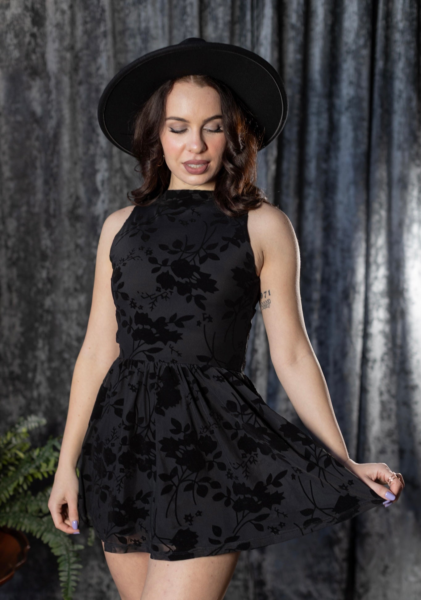 Thora - Gothic Floral Romper Dress - Pre-Order