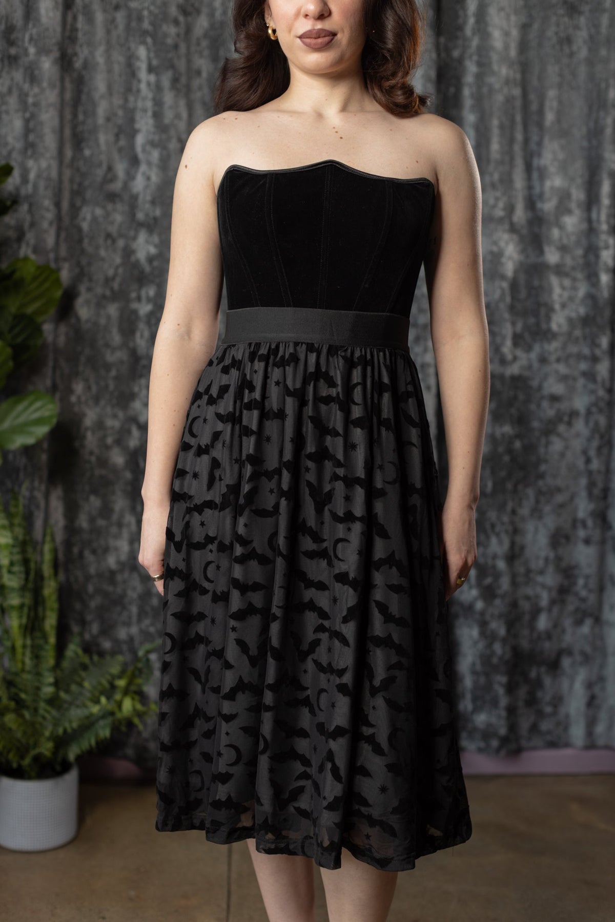 The DRAVEN Skirt  - Velvet Spider BAT flocked Full SKIRT - READY TO SHIP