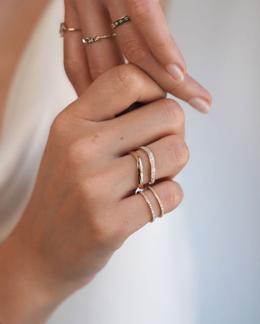 14K Gold Diamond Wave Ring Set