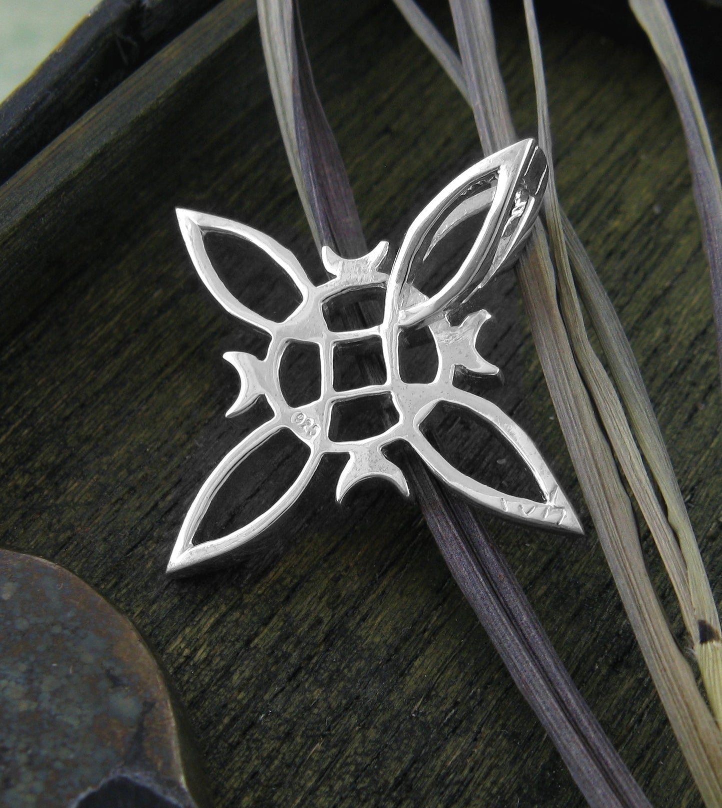 Witch's Knot with 4 Crescent Moons Pendant, Handmade