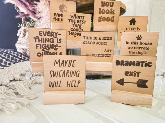 Funny Engraved Mini Desk Signs