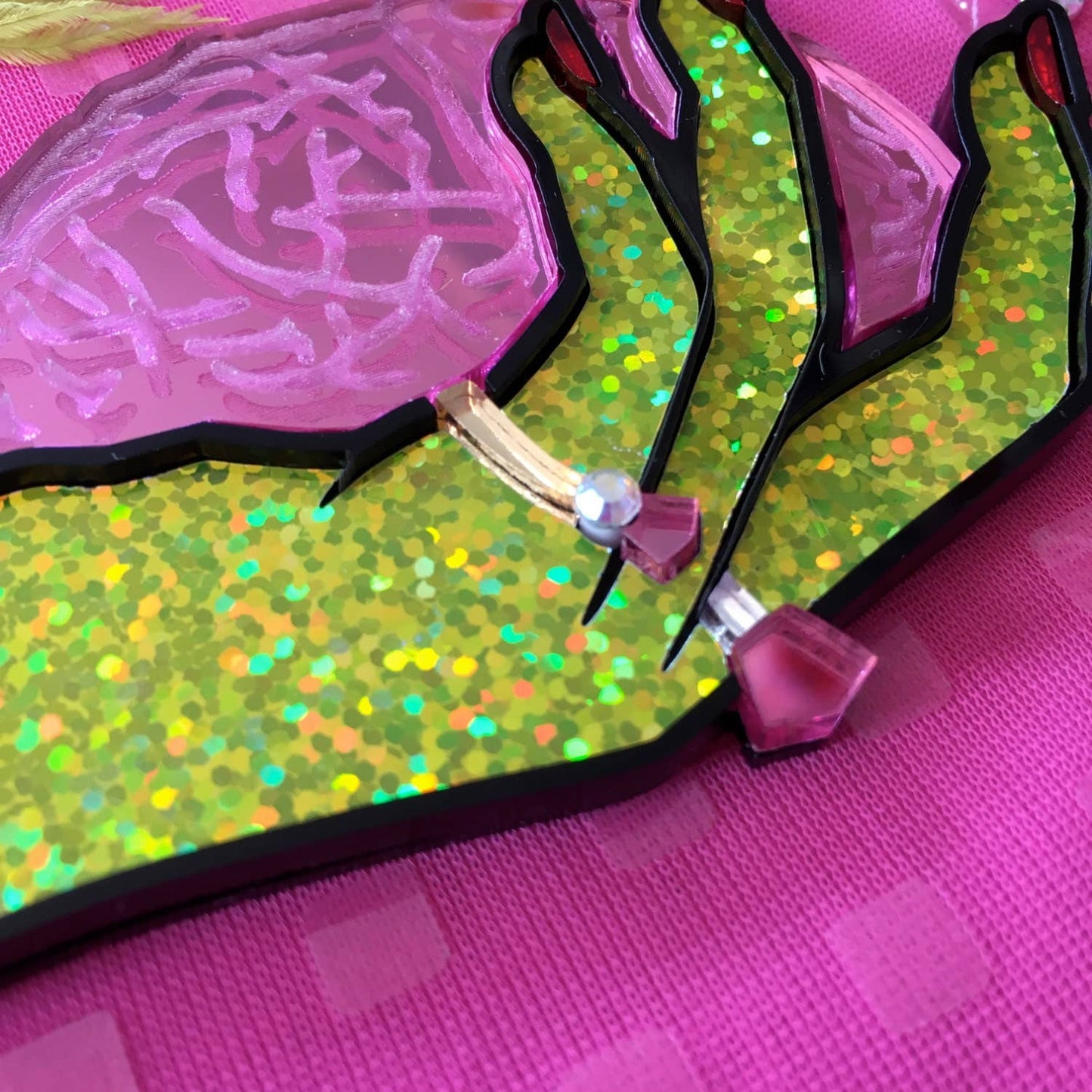 Brains And Beauty Zombie Hand Acrylic Statement Necklace