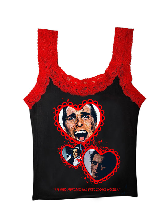 American Psycho Lace Ribbed Tank