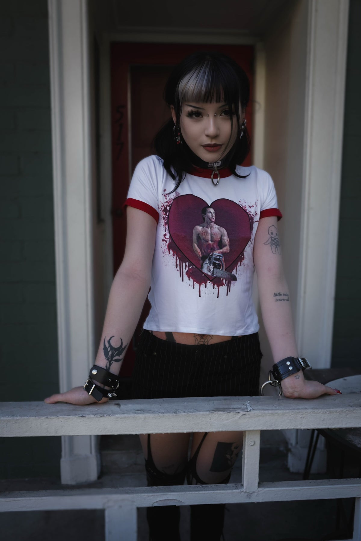 American Psycho (Chainsaw) Ringer Tee (LIGHT PRINT)
