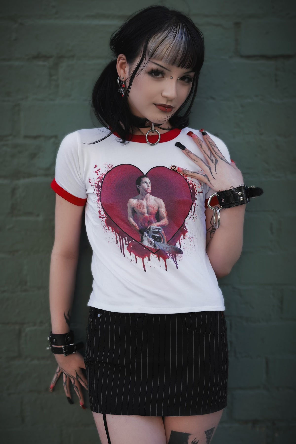 American Psycho (Chainsaw) Ringer Tee (LIGHT PRINT)