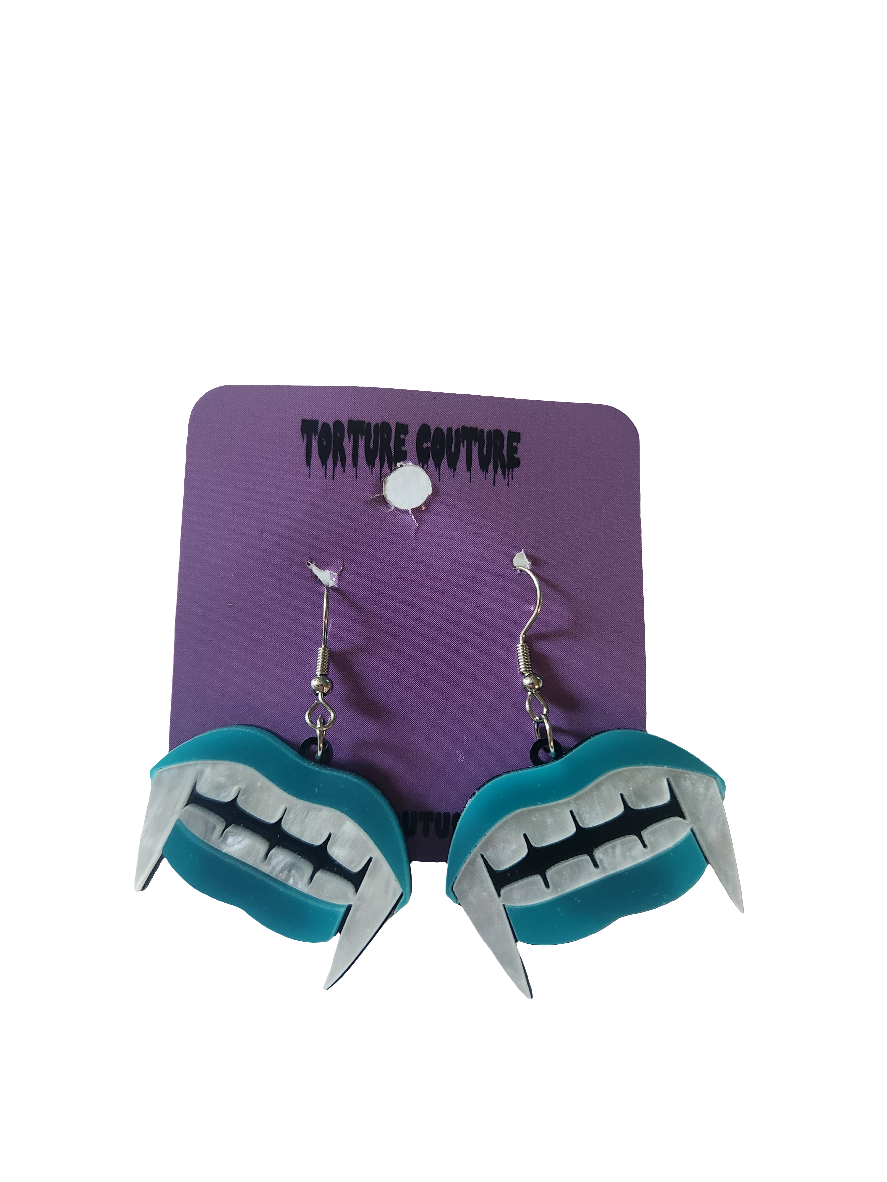 Blue Fangs Earrings