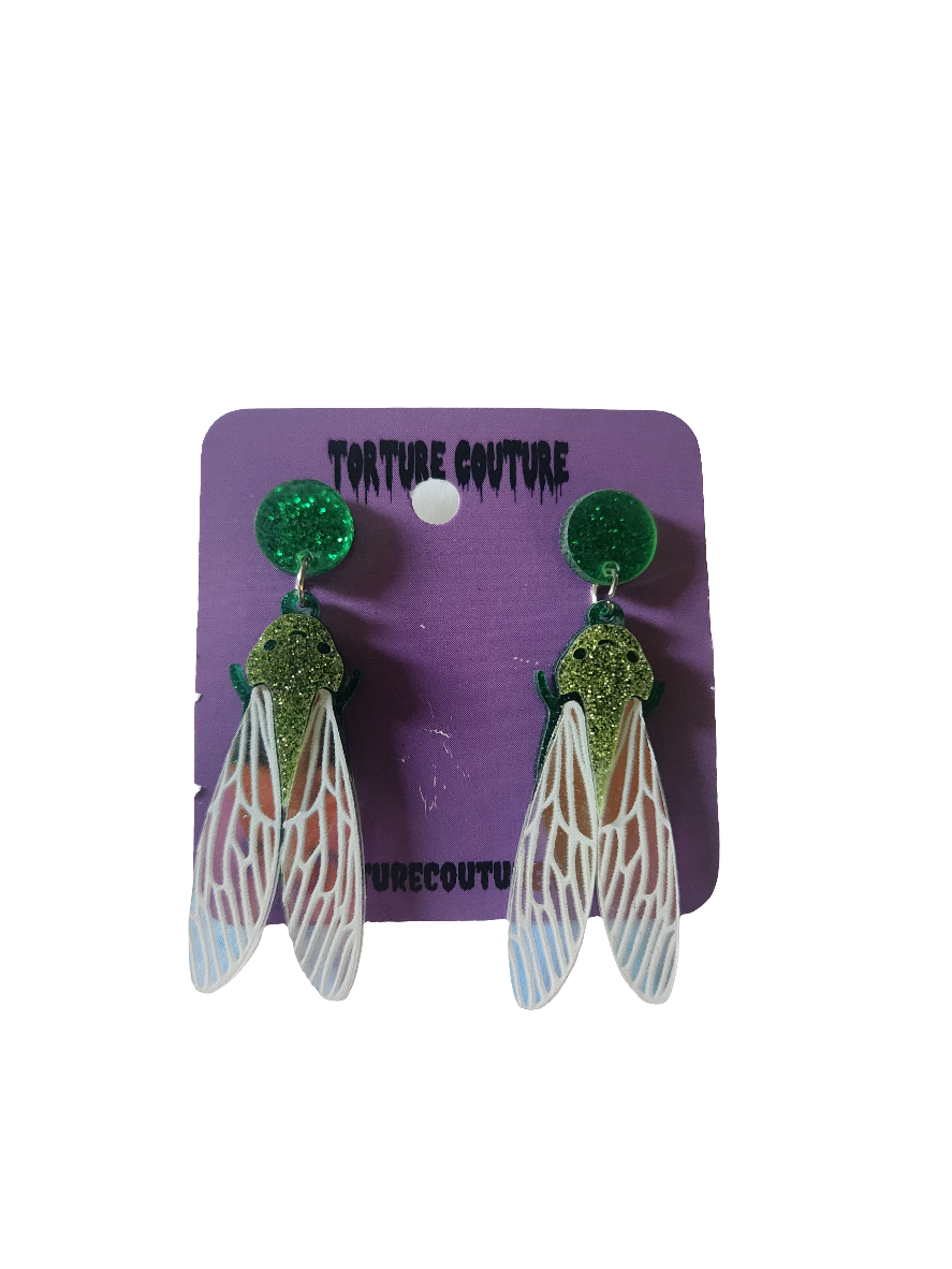 Iridescent Fly Earrings