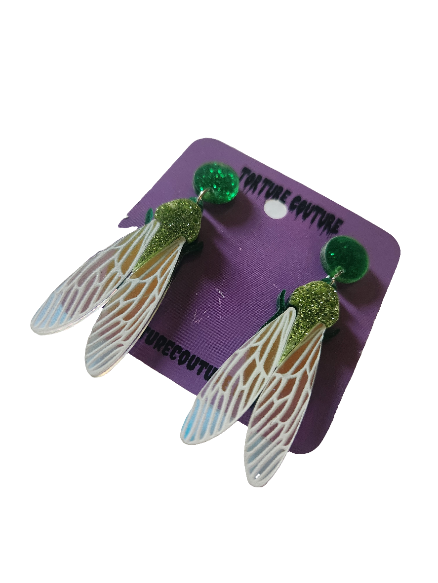 Iridescent Fly Earrings