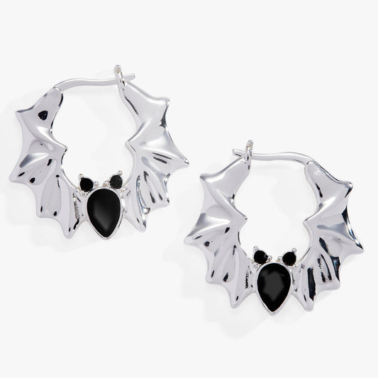 Crystal Bat Hoop Earrings