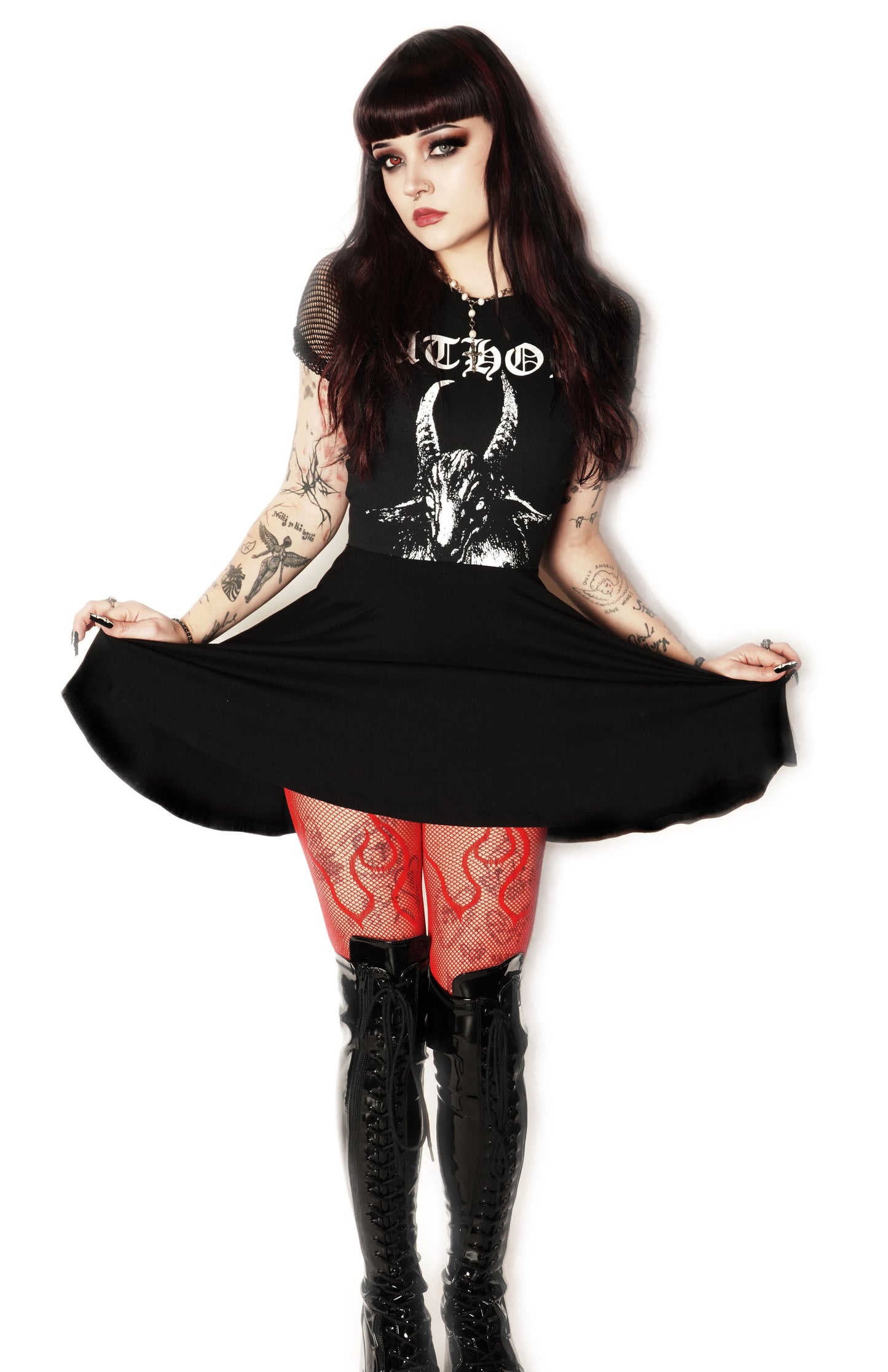 Bathory Fishnet Baby Doll Dress