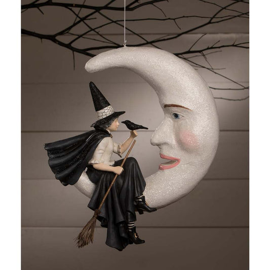 XL Hanging Bewitching Moon Witch by Bethany Lowe Designs