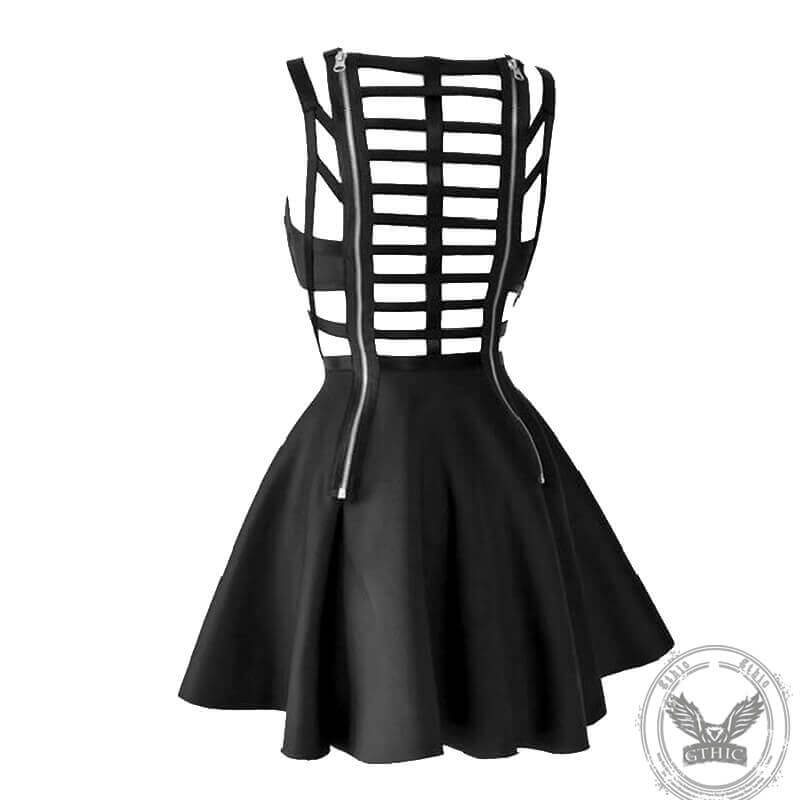 Black Cutout Crossover A-line Mini Dress