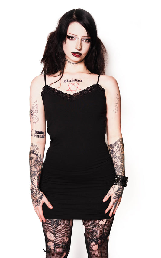 ALL Black Lace Strap Dress