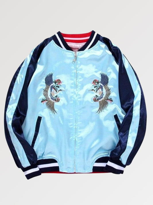 Blue and Pink Reversible Sukajan Jacket 'Kawagoe' - Sublimation Jacket ( Recreated Edition )